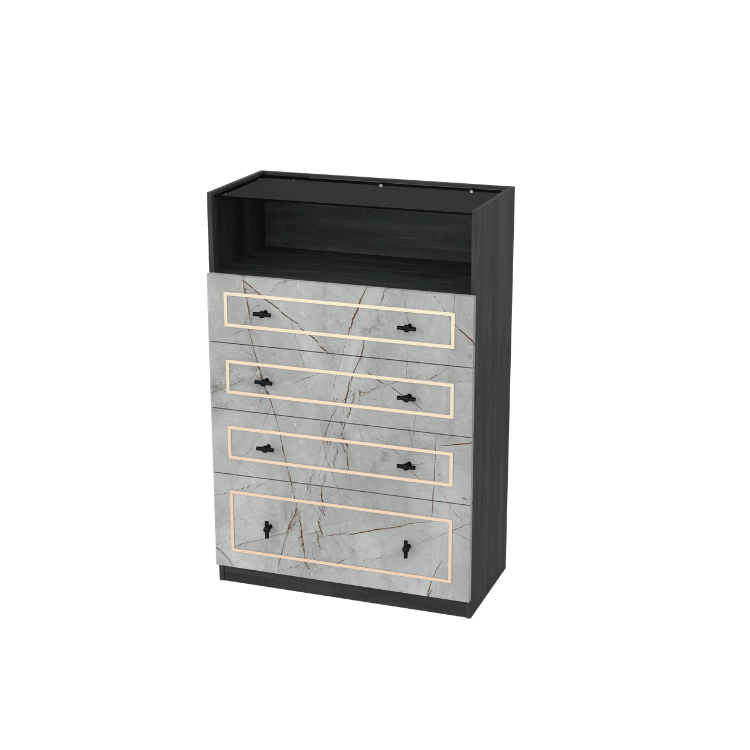 ตู้ลิ้นชัก 4 ลิ้นชัก WISDOM DESIGN FURNITURE รุ่น GDW-801 80 ซม. สีแอชเกรย์/ไลท์มาร์เบิ้ล